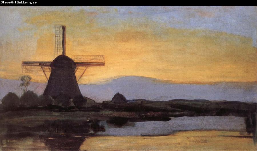 Piet Mondrian The mill at night